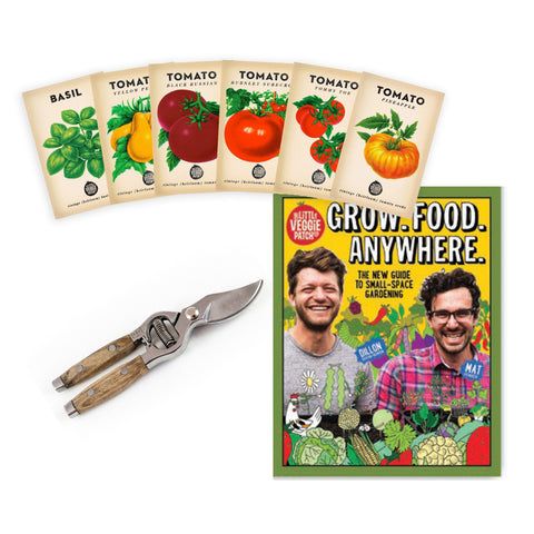 Grow.Food.Anywhere + Heirloom Tomato Seed Pack + Wooden Handled Secateurs